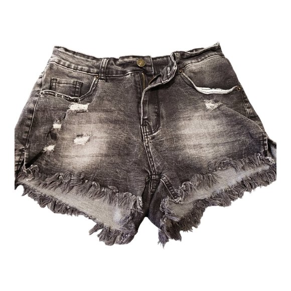 CT121 Girls Black Distressed Denim Jeans Medium - Picture 1 of 3